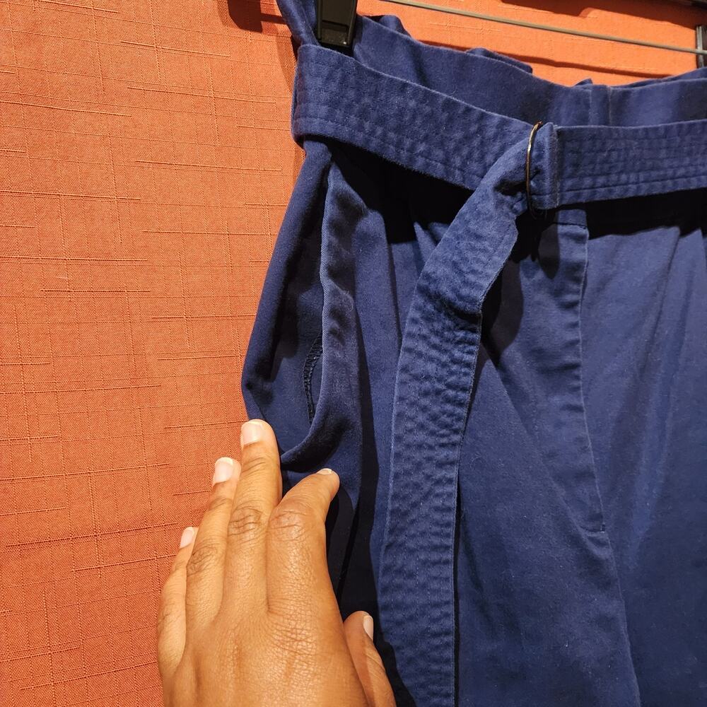 Karenbritchick 'The Drop' Sz M High Waisted Navy Blue Belted Bootcut Pants - Picture 3 of 8